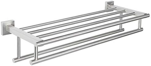 Alise Double Towel Rack for Bathroom,24 Inch Bathroom Tower Holder Towel Shelf with Double Towel Bars Wall Mount,SUS304 Stainless Steel Towel Hanger Double Tower Bar for Bathroom Wall,Brushed Nickel