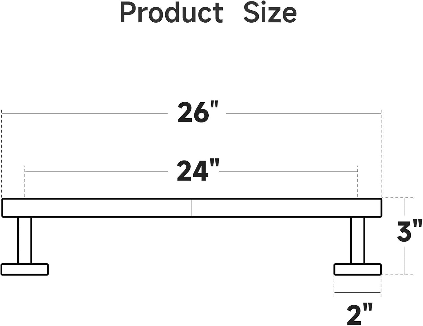 USHOWER Matte Black Towel Bar, 24-Inch Towel Rack for Bathroom Wall Mounted, Thicken SUS304 Stainless Steel Towel Rod Modern Home Decor (Total Length 26-Inch)