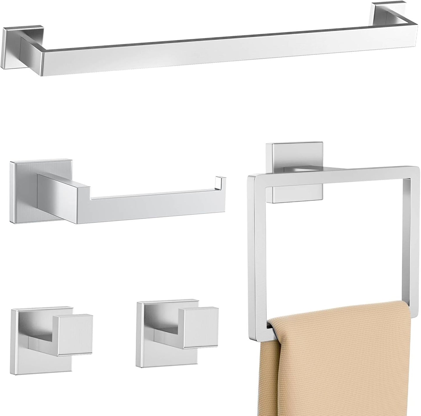 10-Piece Brushed Gold Bathroom Hardware Set Gold Towel Bar Set,Towel Holder/Rack for Bathroom,Stainless Steel Wall-Mounted 23.6 Inch Bathroom Accessories Set