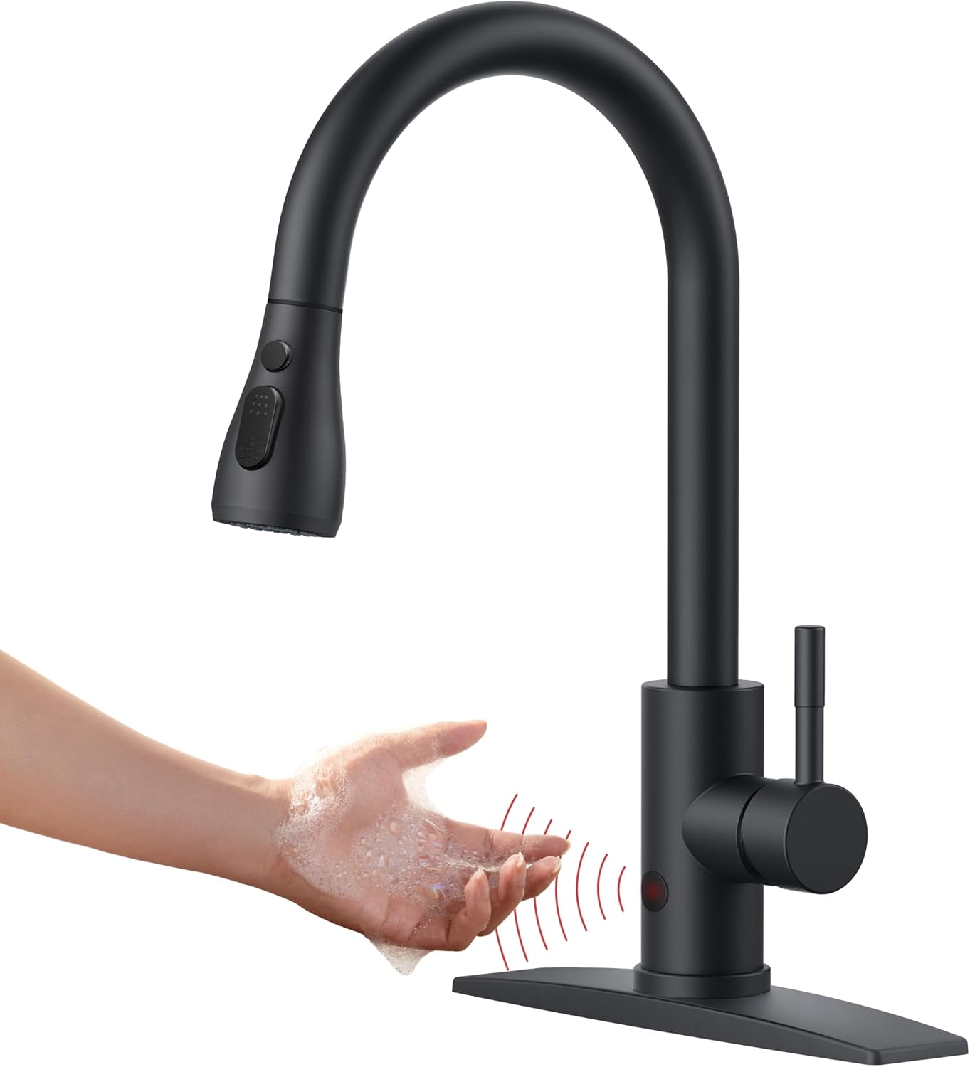FORIOUS Kitchen Faucets with Pull Down Sprayer, Brushed Nickel, High Arc Single Handle Classic Stainless Steel Sink Faucet 1 or 3 Hole, Suitable for Farmhouse Camper Laundry Rv Bar