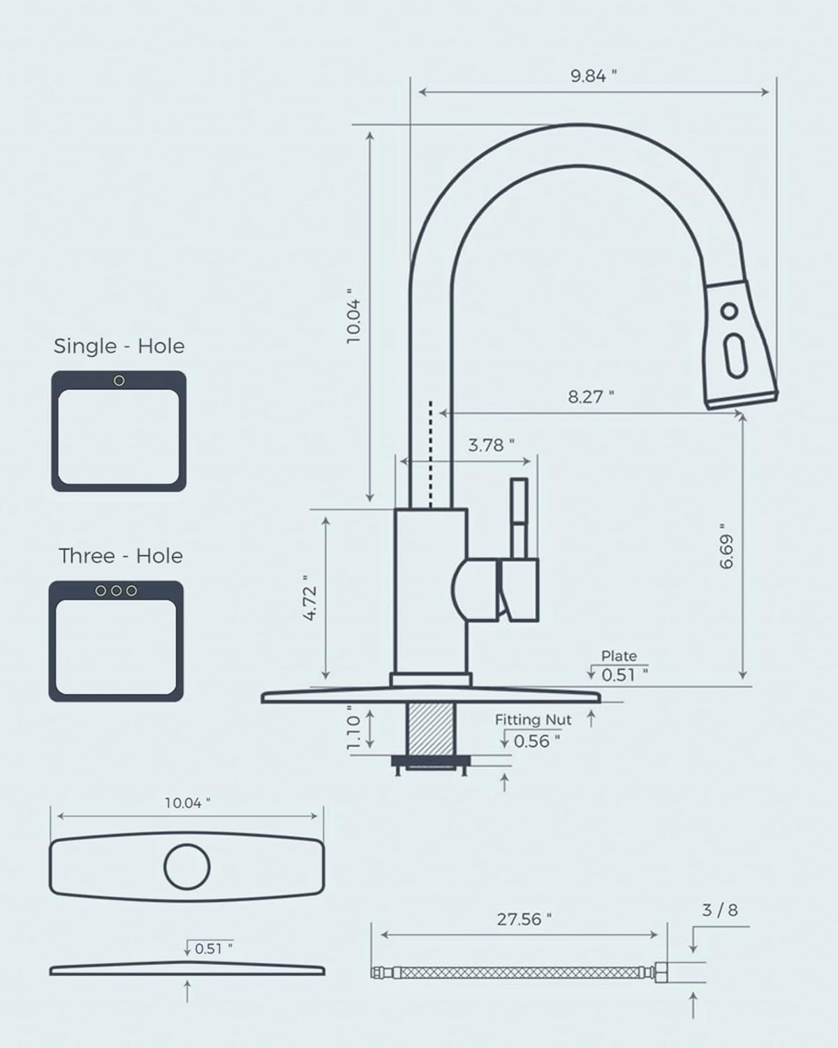 FORIOUS Kitchen Faucets with Pull Down Sprayer, Brushed Nickel, High Arc Single Handle Classic Stainless Steel Sink Faucet 1 or 3 Hole, Suitable for Farmhouse Camper Laundry Rv Bar