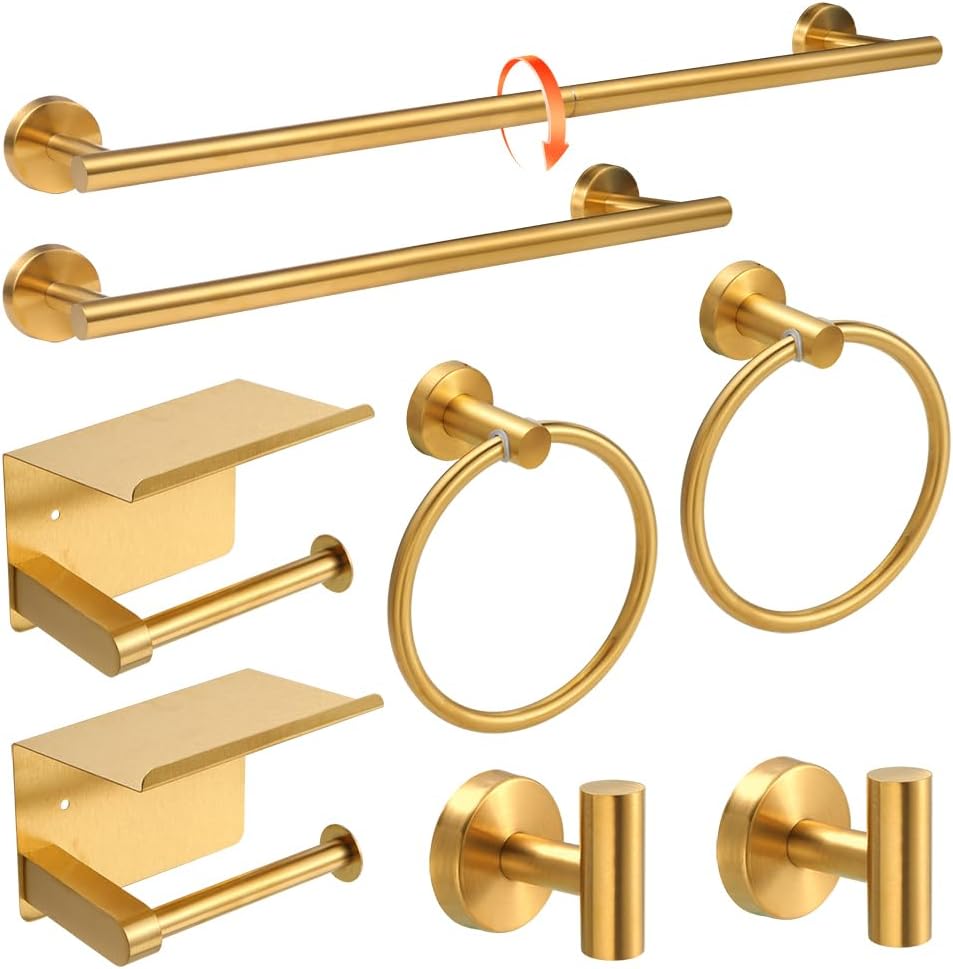 Matte Black 8-Piece Bathroom Hardware Set Stainless Steel, 24in and 16in Towel Bars Set Wall Mounted Bathroom Accessories