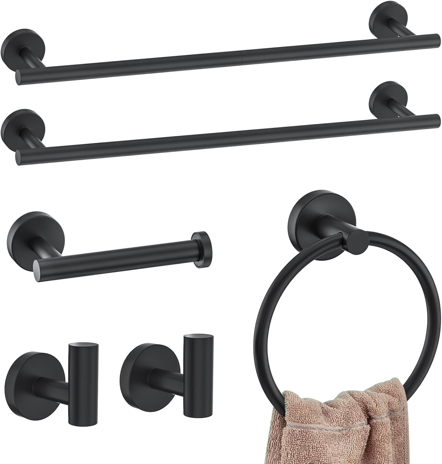 Brushed Nickel Bathroom Hardware Accessories Set 6 Pieces Towel Bar Set,Stainless Steel Towel Holder Set for Bathroom,Wall-Mounted Towel Rack Set 23.6 Inch