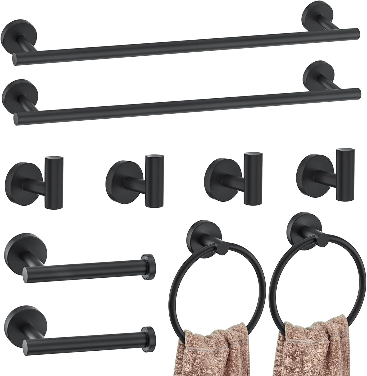 Brushed Nickel Bathroom Hardware Accessories Set 6 Pieces Towel Bar Set,Stainless Steel Towel Holder Set for Bathroom,Wall-Mounted Towel Rack Set 23.6 Inch