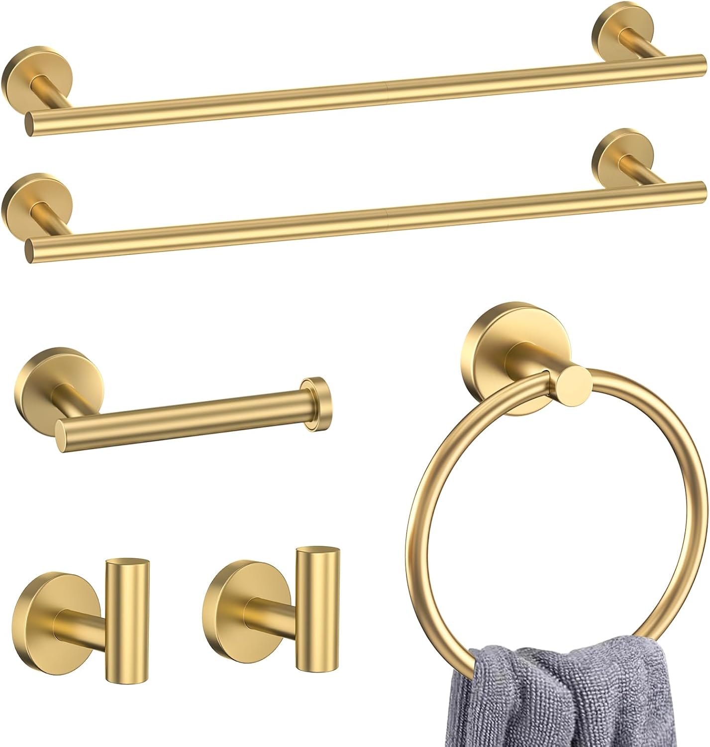 Brushed Nickel Bathroom Hardware Accessories Set 6 Pieces Towel Bar Set,Stainless Steel Towel Holder Set for Bathroom,Wall-Mounted Towel Rack Set 23.6 Inch