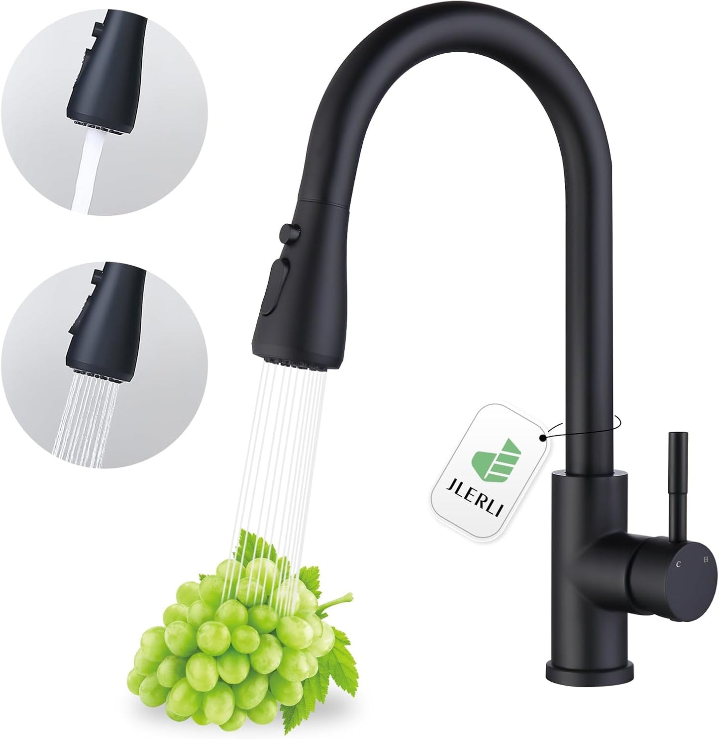 Kitchen Faucet with Pull Down Sprayer, High Arc Brushed Nickel Single Handle Kitchen Sink Faucet, Stainless Steel, 3 Mode(Stream/Spray/Pause), 360° Swivel, Grifos para Fregaderos de Cocina