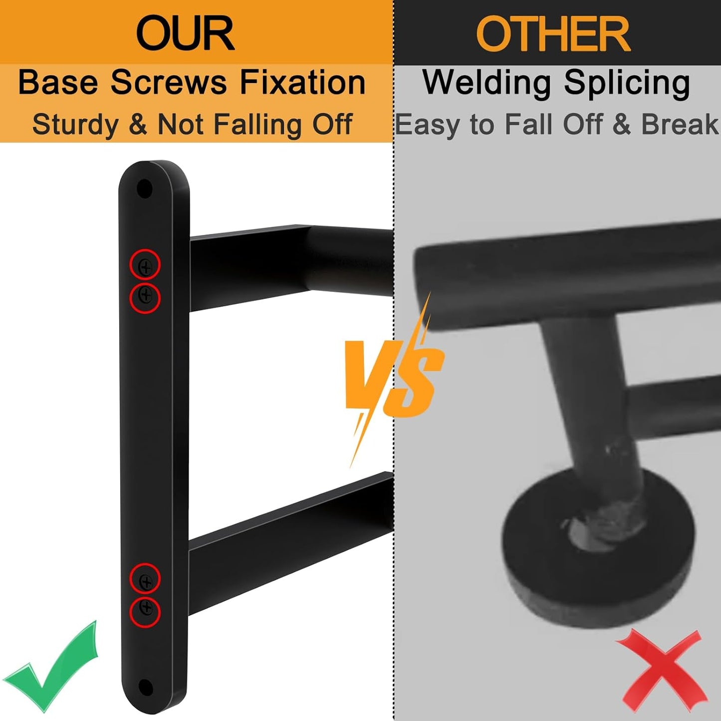 Double Towel Bar, 24Inch Towel Rack for Bathroom, Stainless Steel Double Bath Towel Bar, Wall Mounted Towel Holder, Double Towel Rod Towel Rail Hanger for Wall, Kitchen (Matte Black)