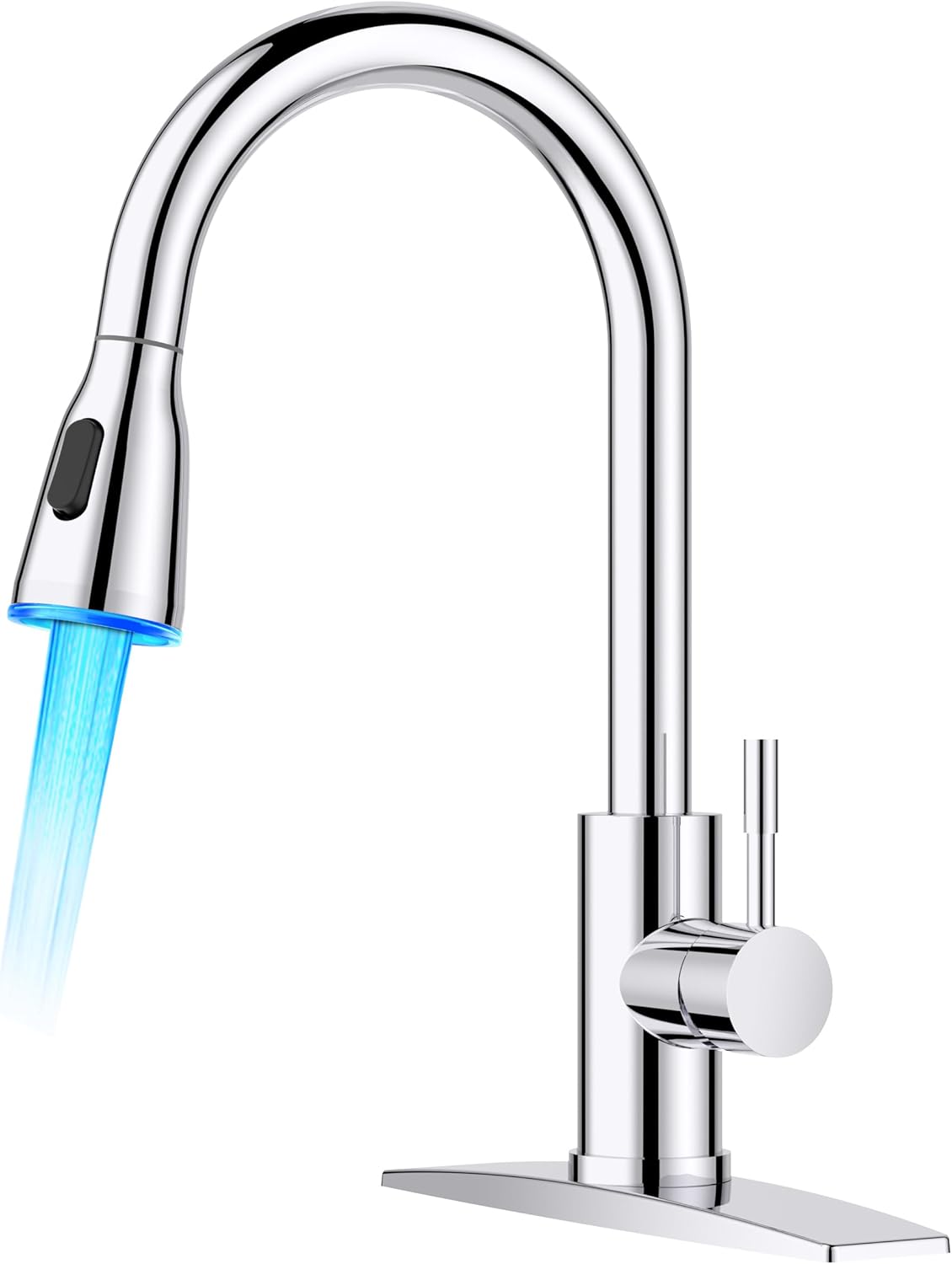 FORIOUS Kitchen Faucets with Pull Down Sprayer, Brushed Nickel, High Arc Single Handle Classic Stainless Steel Sink Faucet 1 or 3 Hole, Suitable for Farmhouse Camper Laundry Rv Bar