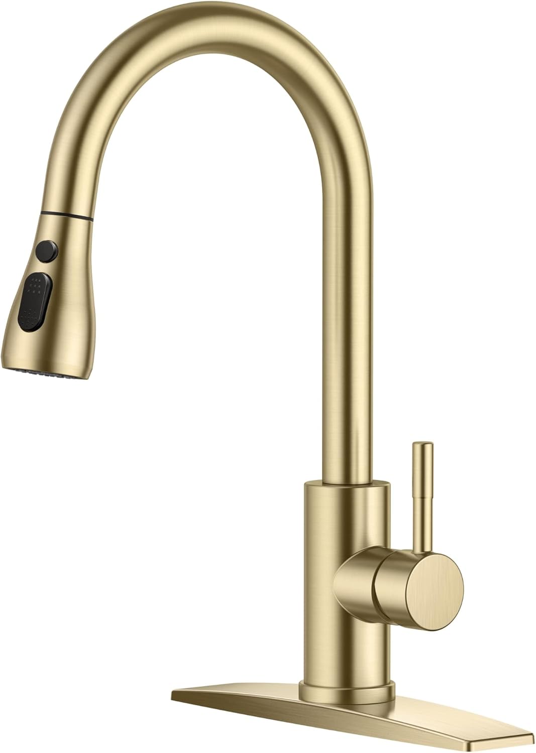 FORIOUS Kitchen Faucets with Pull Down Sprayer, Brushed Nickel, High Arc Single Handle Classic Stainless Steel Sink Faucet 1 or 3 Hole, Suitable for Farmhouse Camper Laundry Rv Bar
