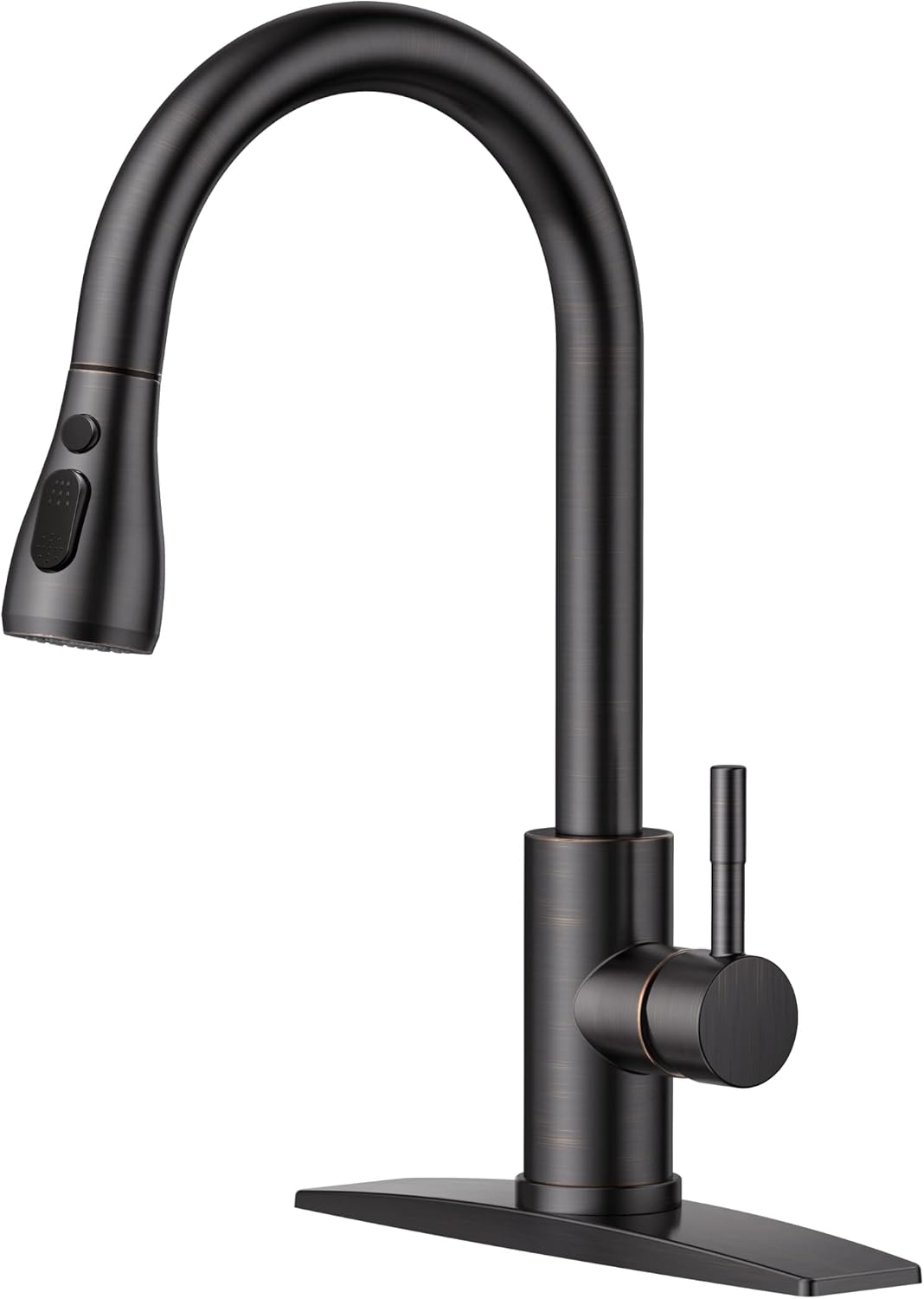 FORIOUS Kitchen Faucets with Pull Down Sprayer, Brushed Nickel, High Arc Single Handle Classic Stainless Steel Sink Faucet 1 or 3 Hole, Suitable for Farmhouse Camper Laundry Rv Bar
