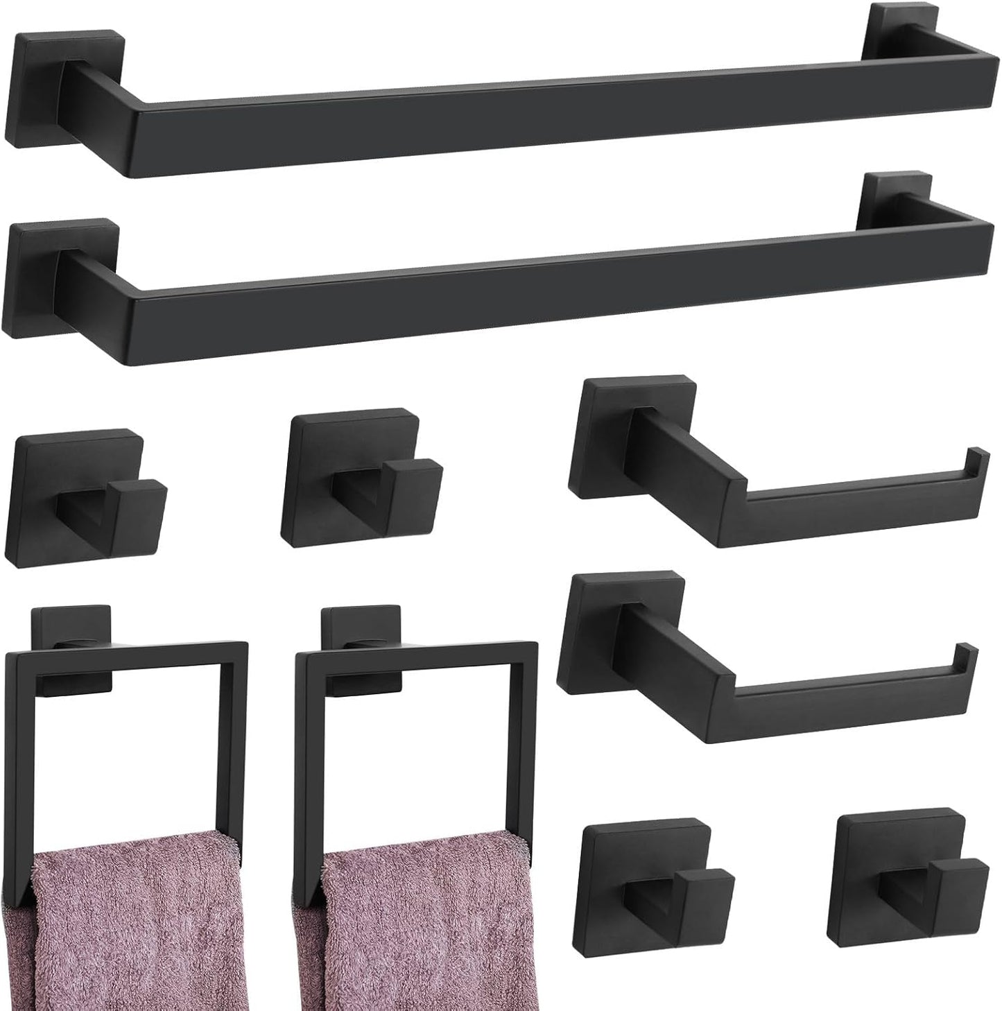 10-Piece Brushed Gold Bathroom Hardware Set Gold Towel Bar Set,Towel Holder/Rack for Bathroom,Stainless Steel Wall-Mounted 23.6 Inch Bathroom Accessories Set