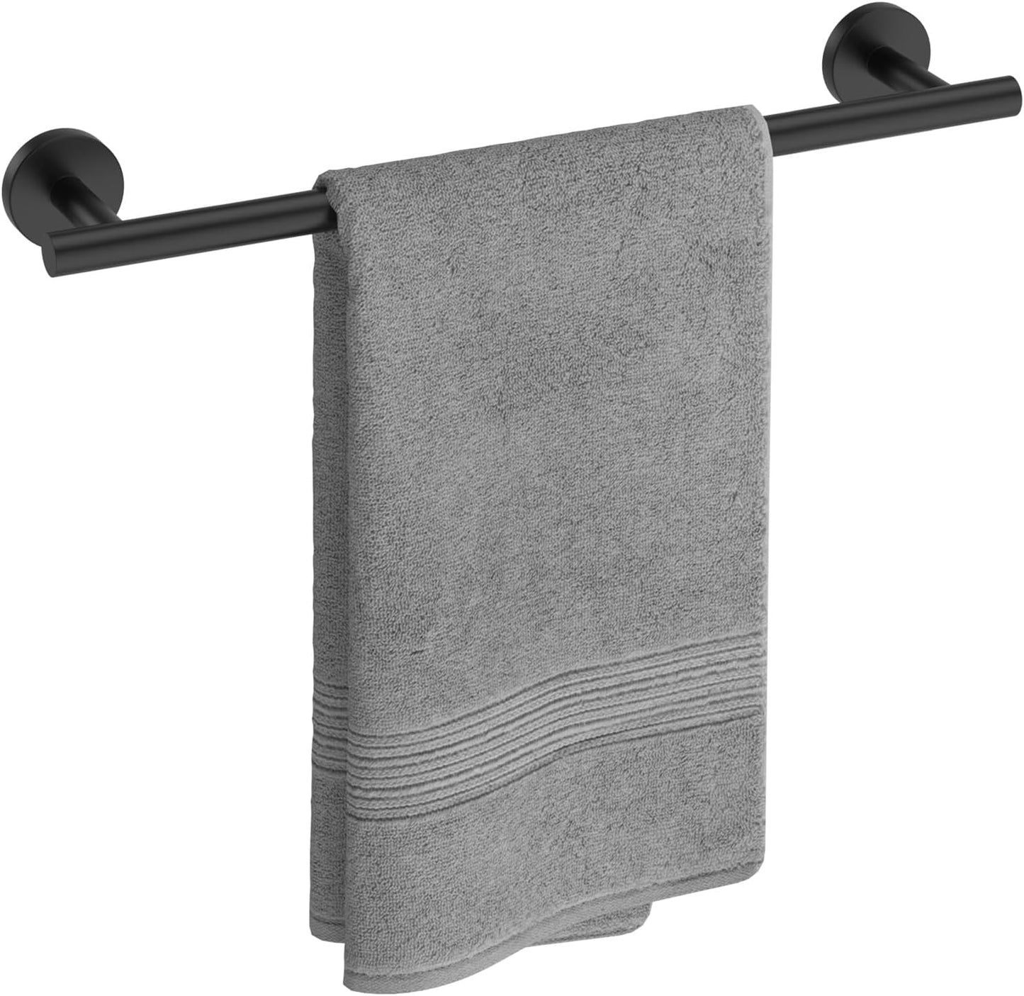 USHOWER Matte Black Towel Bar, 24-Inch Towel Rack for Bathroom Wall Mounted, Thicken SUS304 Stainless Steel Towel Rod Modern Home Decor (Total Length 26-Inch)