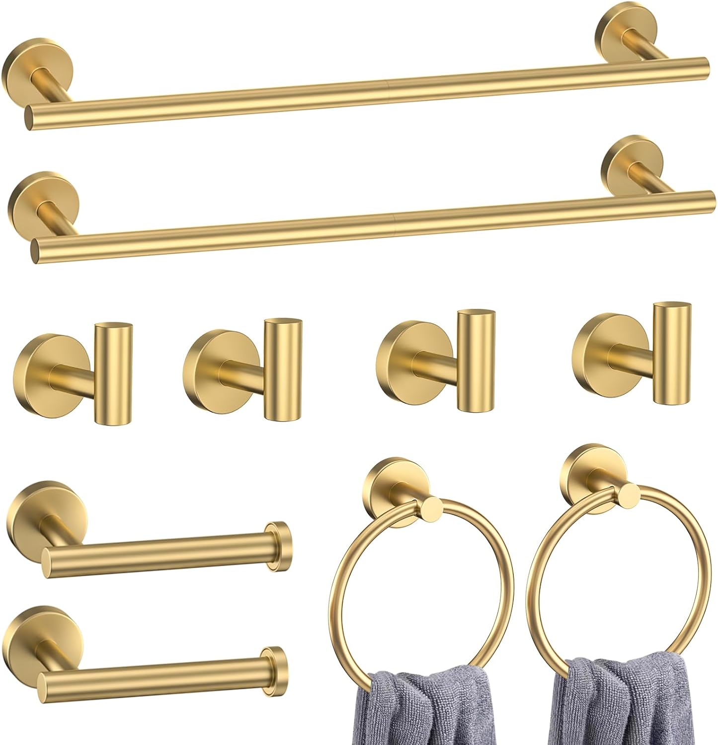 Brushed Nickel Bathroom Hardware Accessories Set 6 Pieces Towel Bar Set,Stainless Steel Towel Holder Set for Bathroom,Wall-Mounted Towel Rack Set 23.6 Inch