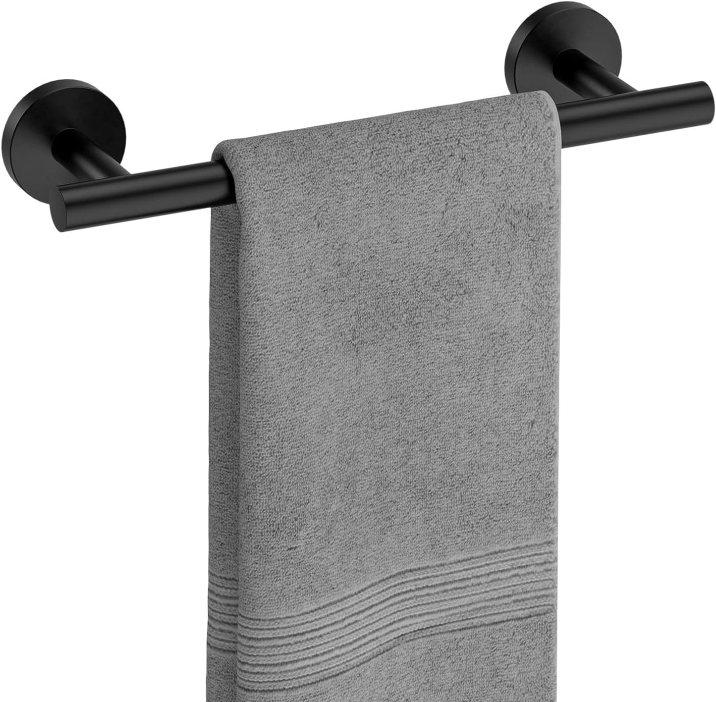 USHOWER Matte Black Towel Bar, 24-Inch Towel Rack for Bathroom Wall Mounted, Thicken SUS304 Stainless Steel Towel Rod Modern Home Decor (Total Length 26-Inch)