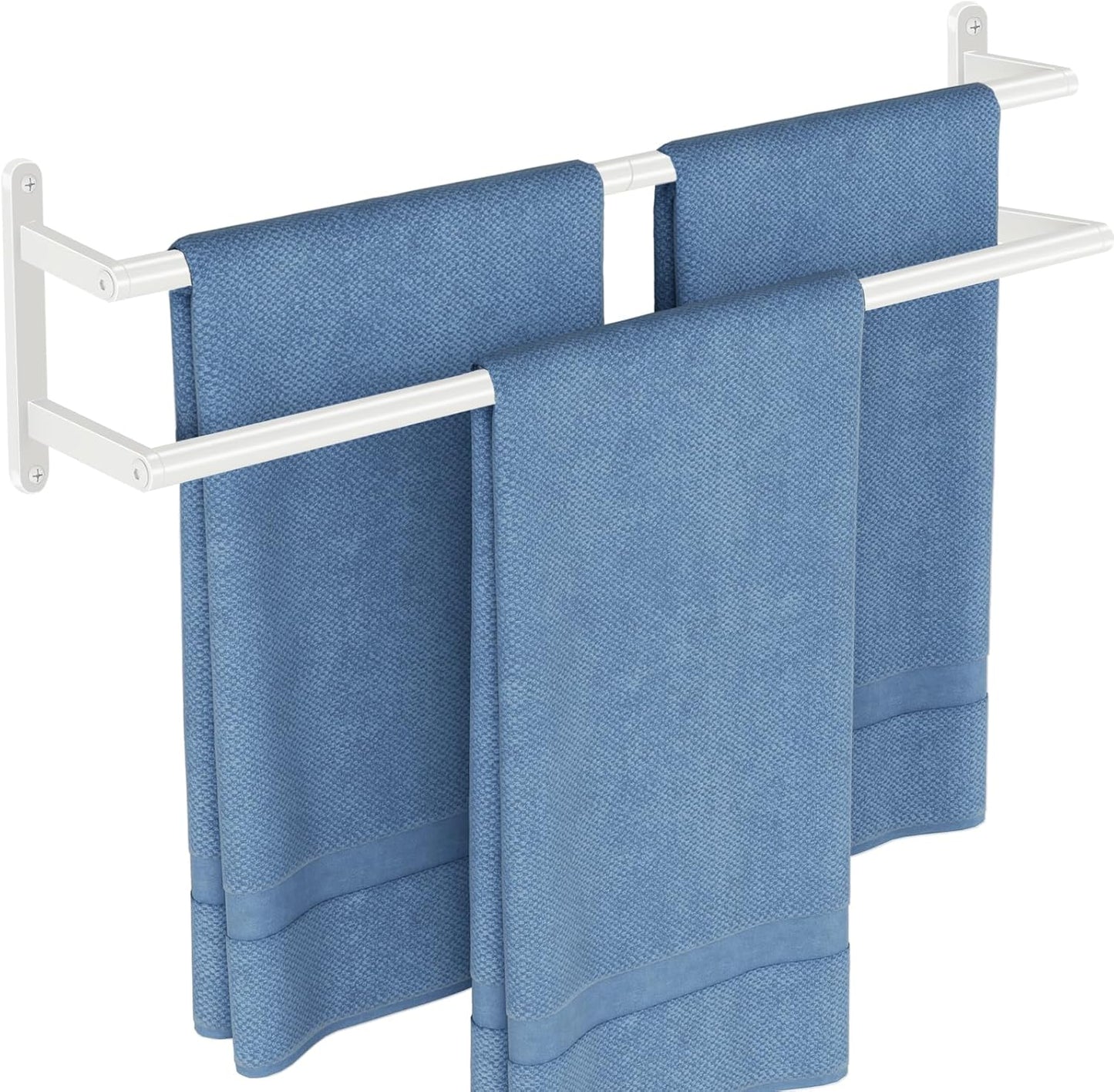 Double Towel Bar, 24Inch Towel Rack for Bathroom, Stainless Steel Double Bath Towel Bar, Wall Mounted Towel Holder, Double Towel Rod Towel Rail Hanger for Wall, Kitchen (Matte Black)