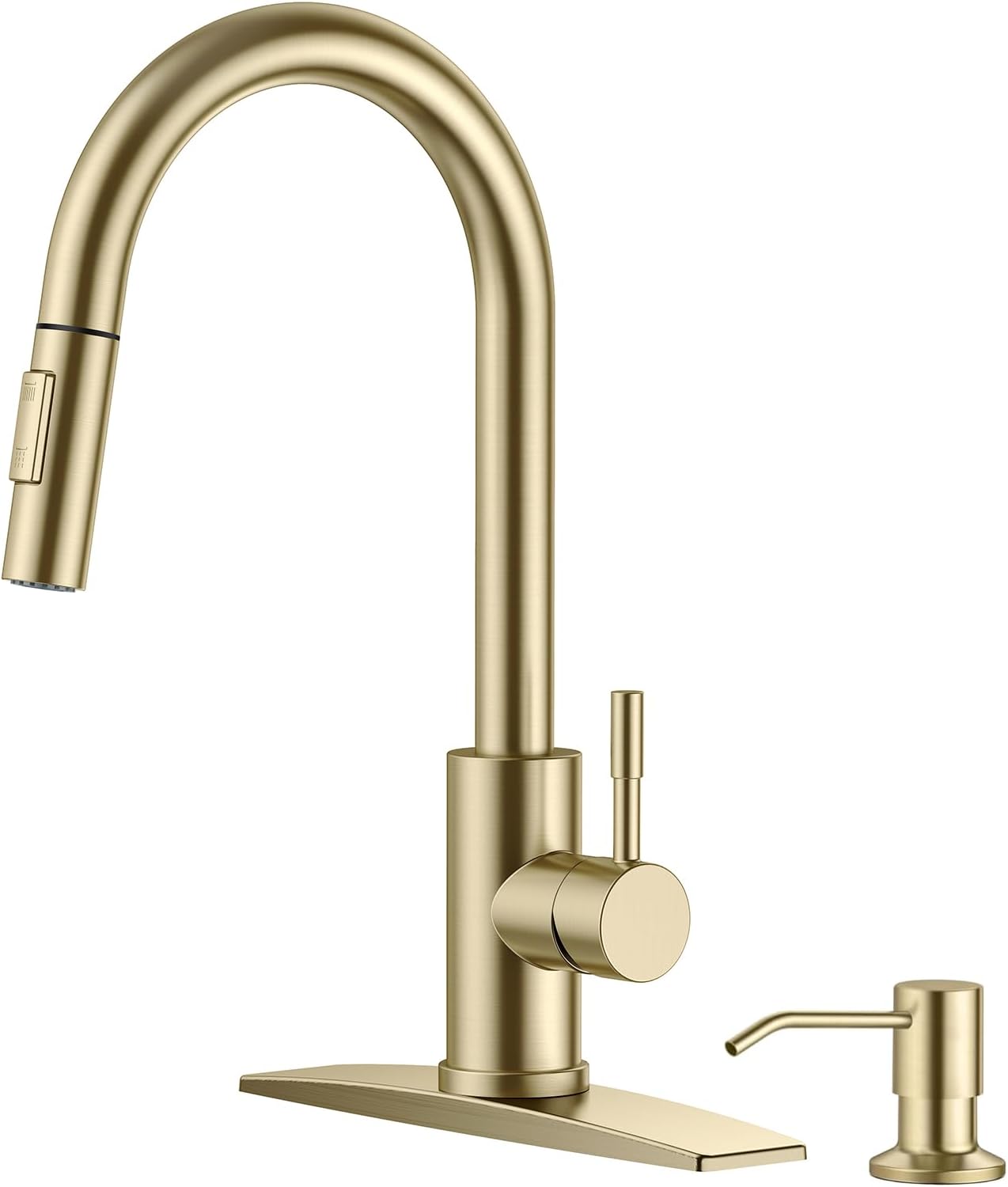 FORIOUS Kitchen Faucets with Pull Down Sprayer, Brushed Nickel, High Arc Single Handle Classic Stainless Steel Sink Faucet 1 or 3 Hole, Suitable for Farmhouse Camper Laundry Rv Bar