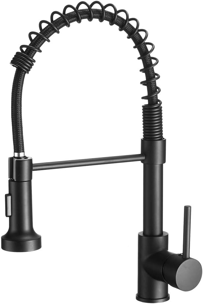 OWOFAN Kitchen Faucet with Pull Down Sprayer Brushed Nickel Stainless Steel 1 Handle Pull Out Spring Sink Faucets 1 Hole Or 3 Hole Dual Function for Farmhouse Camper Laundry Utility Rv Wet Bar