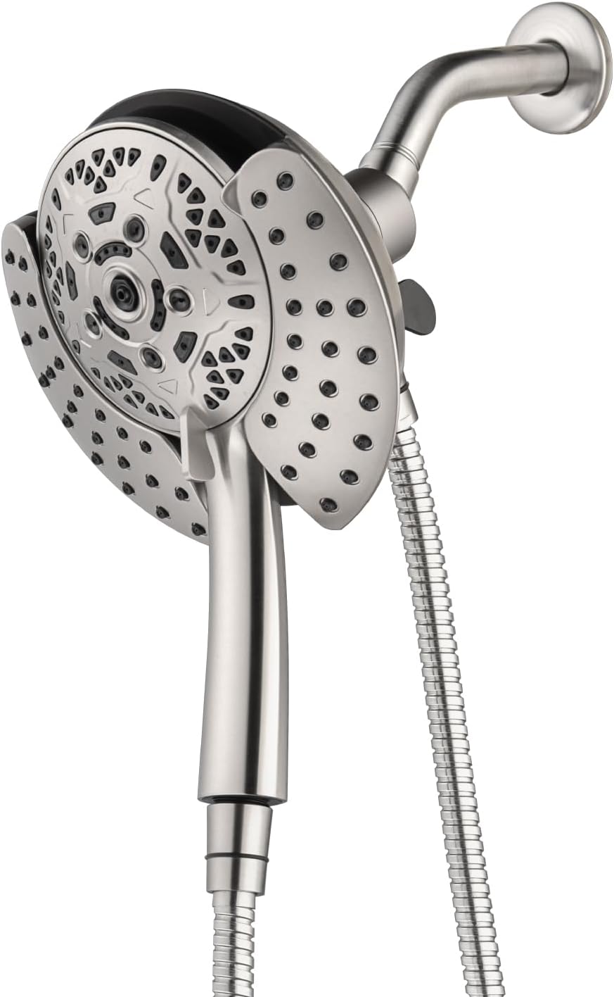 Shower Head with Handheld High Pressure: INAVAMZ Hand Held Shower Head & Rain Shower Head 2-IN-1 Shower Head with 59" Rotatable Stainless Steel Hose, Shower Trim Systems