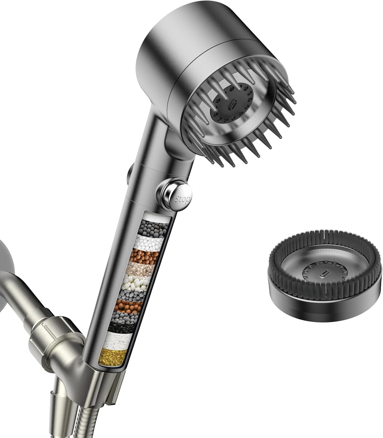 Filtered Shower Head with Handheld, High Pressure Water Flow and Multiple Spray Modes Shower Head with Filter, Power Wash for Hard Water, Showerhead with ON/OFF Switch for Pets Bath