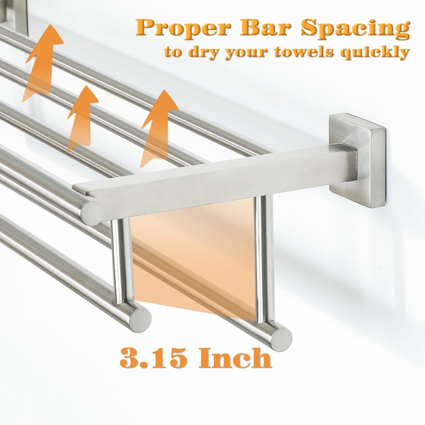 Alise Double Towel Rack for Bathroom,24 Inch Bathroom Tower Holder Towel Shelf with Double Towel Bars Wall Mount,SUS304 Stainless Steel Towel Hanger Double Tower Bar for Bathroom Wall,Brushed Nickel