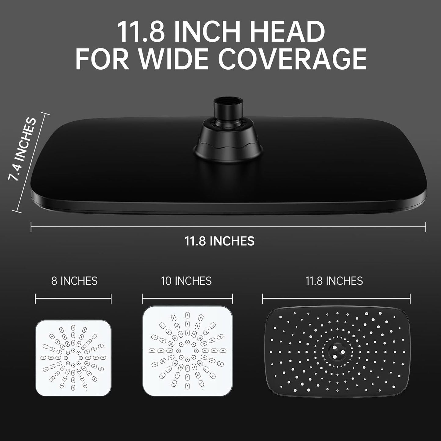 Veken 11.8 Inch Rain Shower Head with Handheld- High Pressure Dual Shower Heads with 5 Modes Handheld Spray Combo- Wide Rainfall Showerhead with Hose, Bathroom Accessories, Matte Black