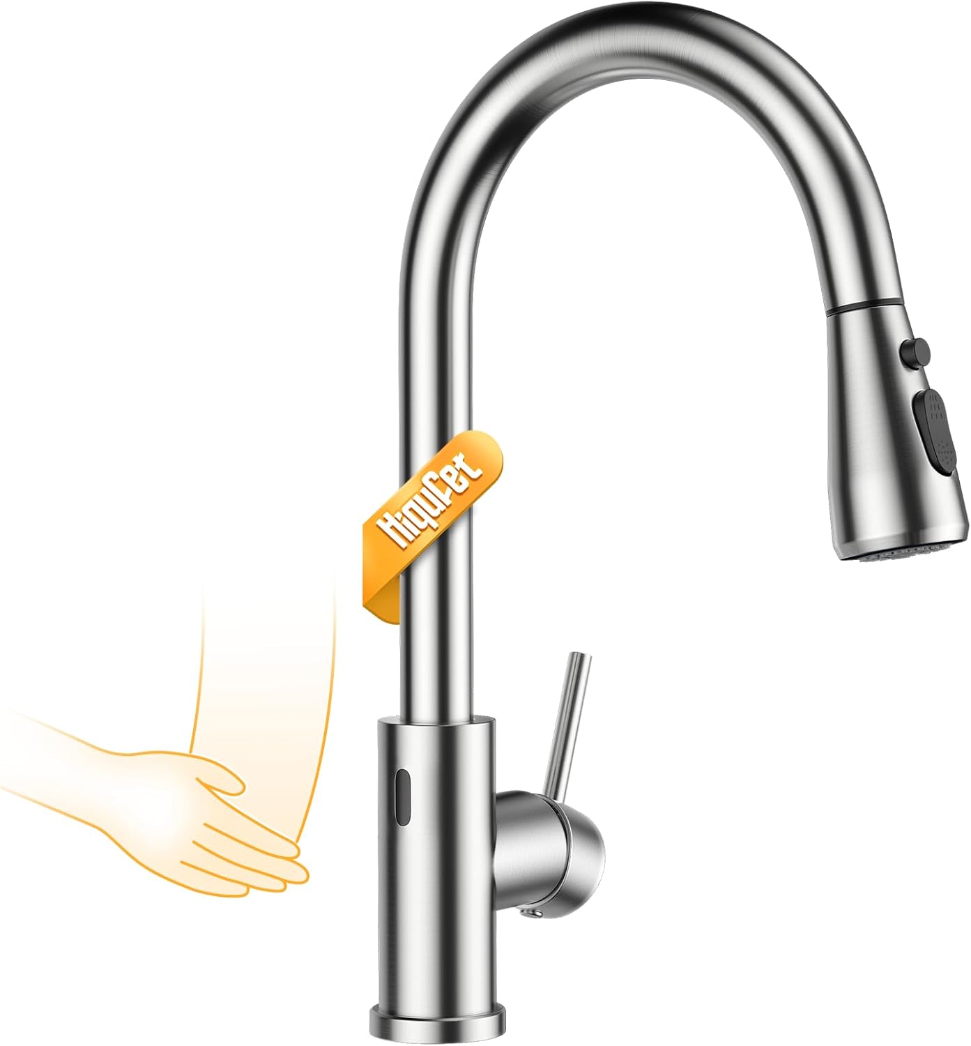 Kitchen Faucet with Pull Down Sprayer, Brushed Nickel High Arc Single Handle Kitchen Sink Faucet for Pot Filler, Stainless Steel Commercial Modern Rv Farmhouse Camper Laundry Bar Sink Faucets