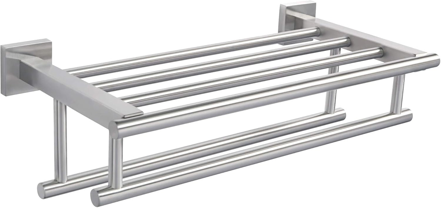Alise Double Towel Rack for Bathroom,24 Inch Bathroom Tower Holder Towel Shelf with Double Towel Bars Wall Mount,SUS304 Stainless Steel Towel Hanger Double Tower Bar for Bathroom Wall,Brushed Nickel