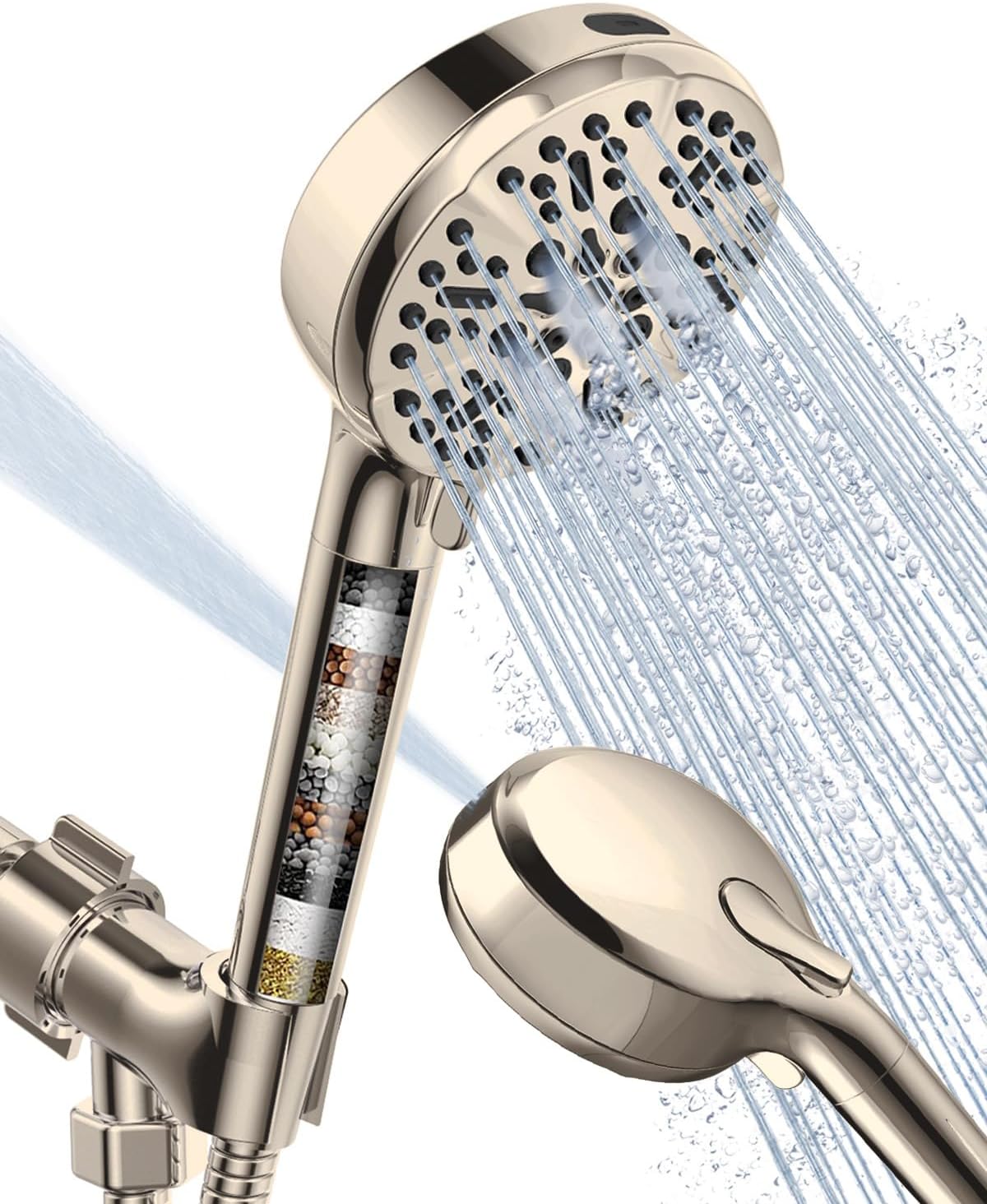 Shower Head with Handheld High Pressure-Full Body Coverage Powerful Rain Showerhead Extra 60" Long Hose and Adjustable Brass Joint Holder- The Perfect Detachable Heads for Bathroom Upgrade