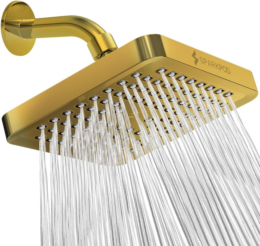 SparkPod Shower Head - High Pressure Rain - Premium Quality Luxury Design - 1-Min Install - Easy Clean Adjustable Replacement for Your Bathroom Shower Heads (Luxury Polished Chrome, 6 Inch Round)