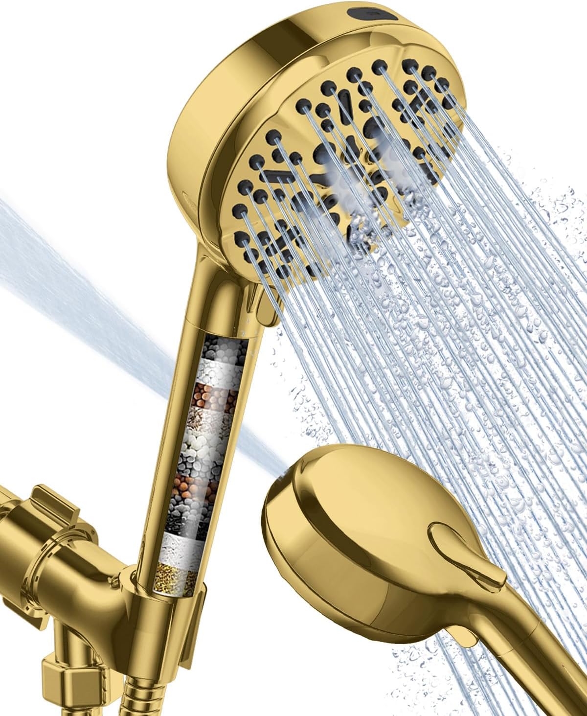Shower Head with Handheld High Pressure-Full Body Coverage Powerful Rain Showerhead Extra 60" Long Hose and Adjustable Brass Joint Holder- The Perfect Detachable Heads for Bathroom Upgrade