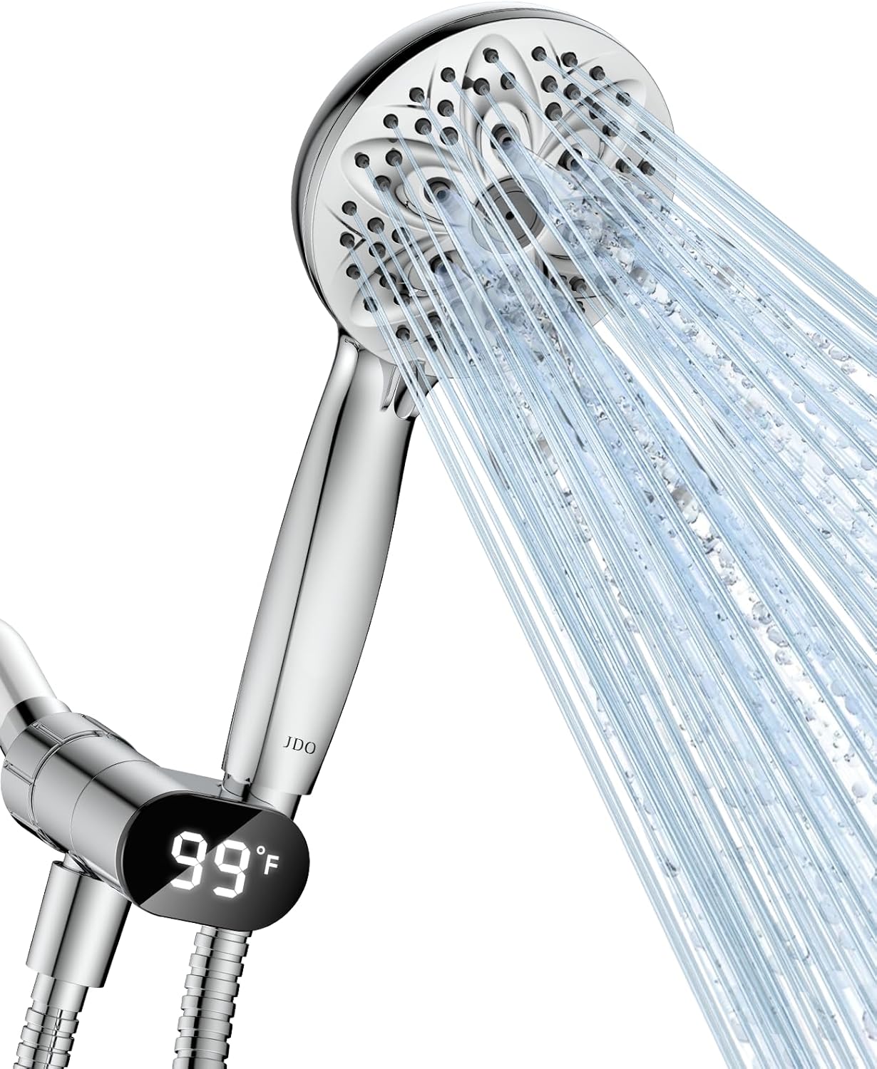 6-Setting Shower Head with Handheld, JDO High Pressure Hand held Shower Head, 4.7 Inch Chrome Detachable Showerhead Set with 59 Inch Stainless Steel Hose and Adjustable Showerhead Holder