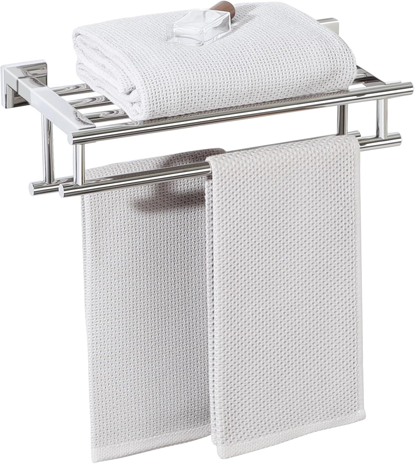 Alise Double Towel Rack for Bathroom,24 Inch Bathroom Tower Holder Towel Shelf with Double Towel Bars Wall Mount,SUS304 Stainless Steel Towel Hanger Double Tower Bar for Bathroom Wall,Brushed Nickel