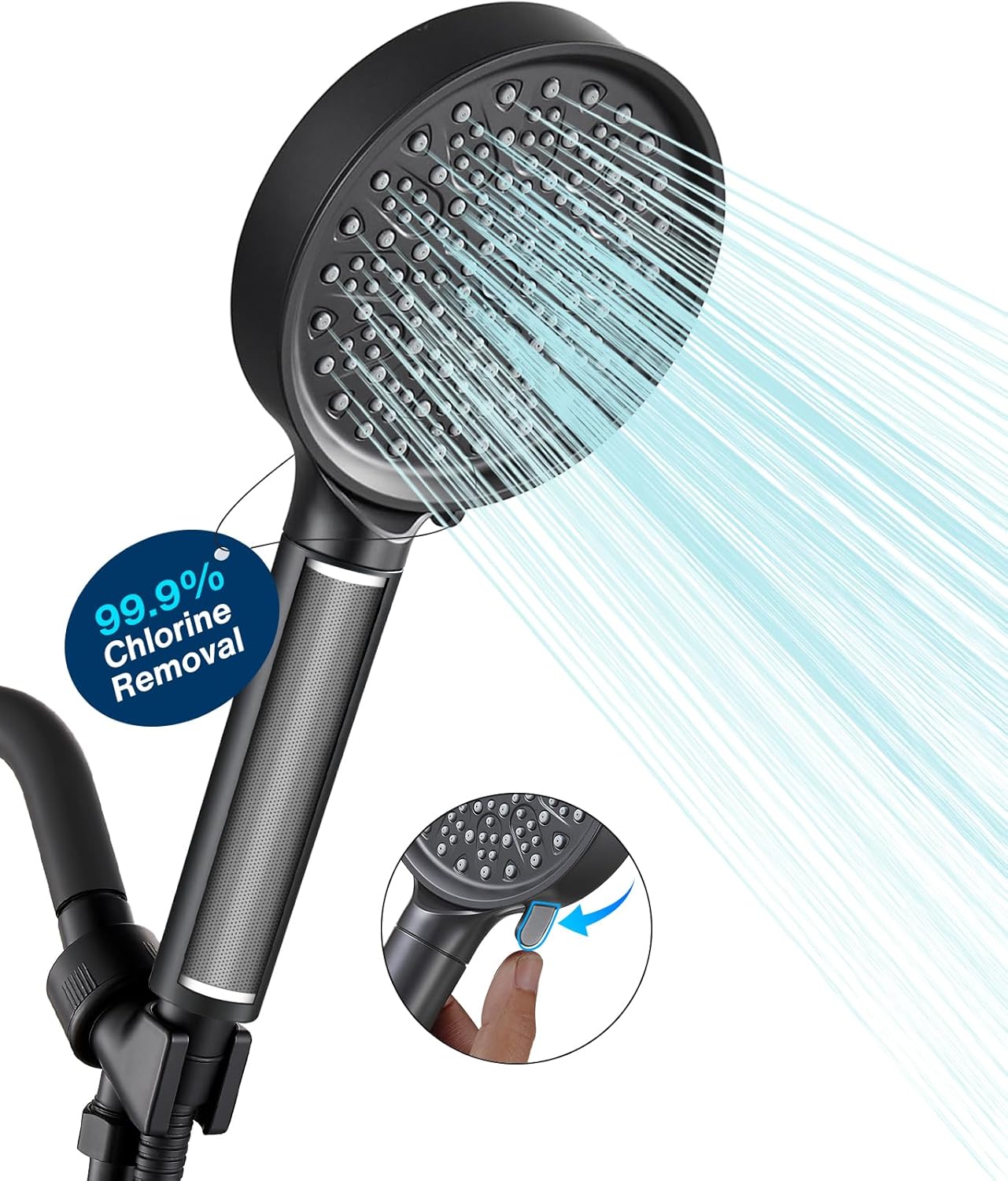 Cobbe Filtered Shower Head with Handheld, High Pressure 6 Spray Mode Showerhead with Filters, Water Softener Filters Beads for Hard Water - Remove Chlorine - Reduces Dry Itchy Skin, Matte Black
