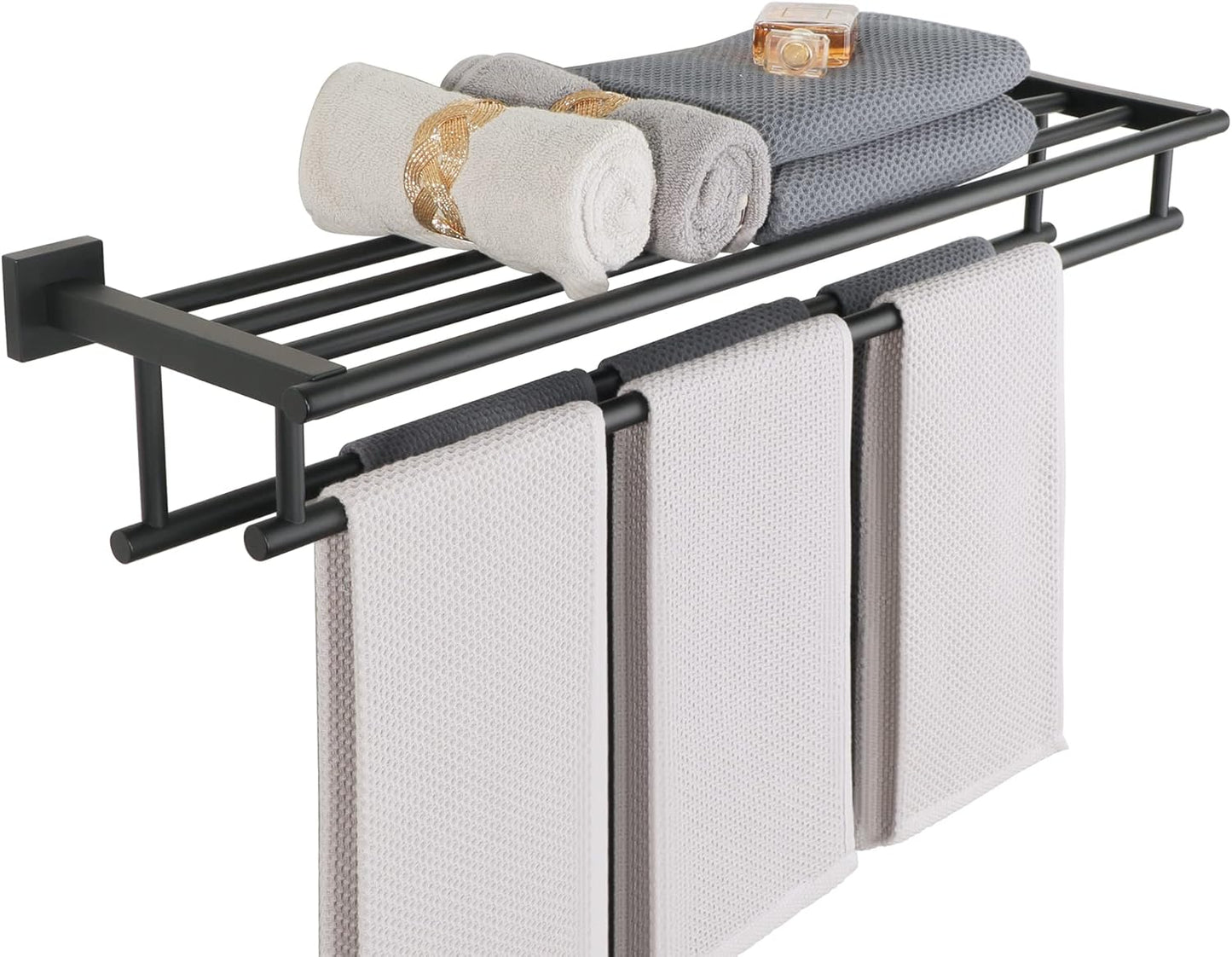 Alise Double Towel Rack for Bathroom,24 Inch Bathroom Tower Holder Towel Shelf with Double Towel Bars Wall Mount,SUS304 Stainless Steel Towel Hanger Double Tower Bar for Bathroom Wall,Brushed Nickel