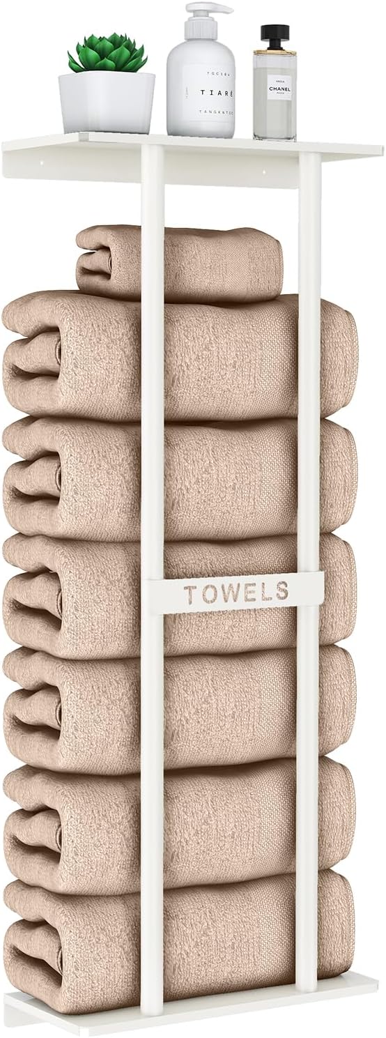 Bathroom Towel Storage Rack, Towel Racks for Bathroom Wall Mounted 30 inch with Shelf Can Holds 6 Large Towels, Wall Towel Rack for Rolled Towels, Black