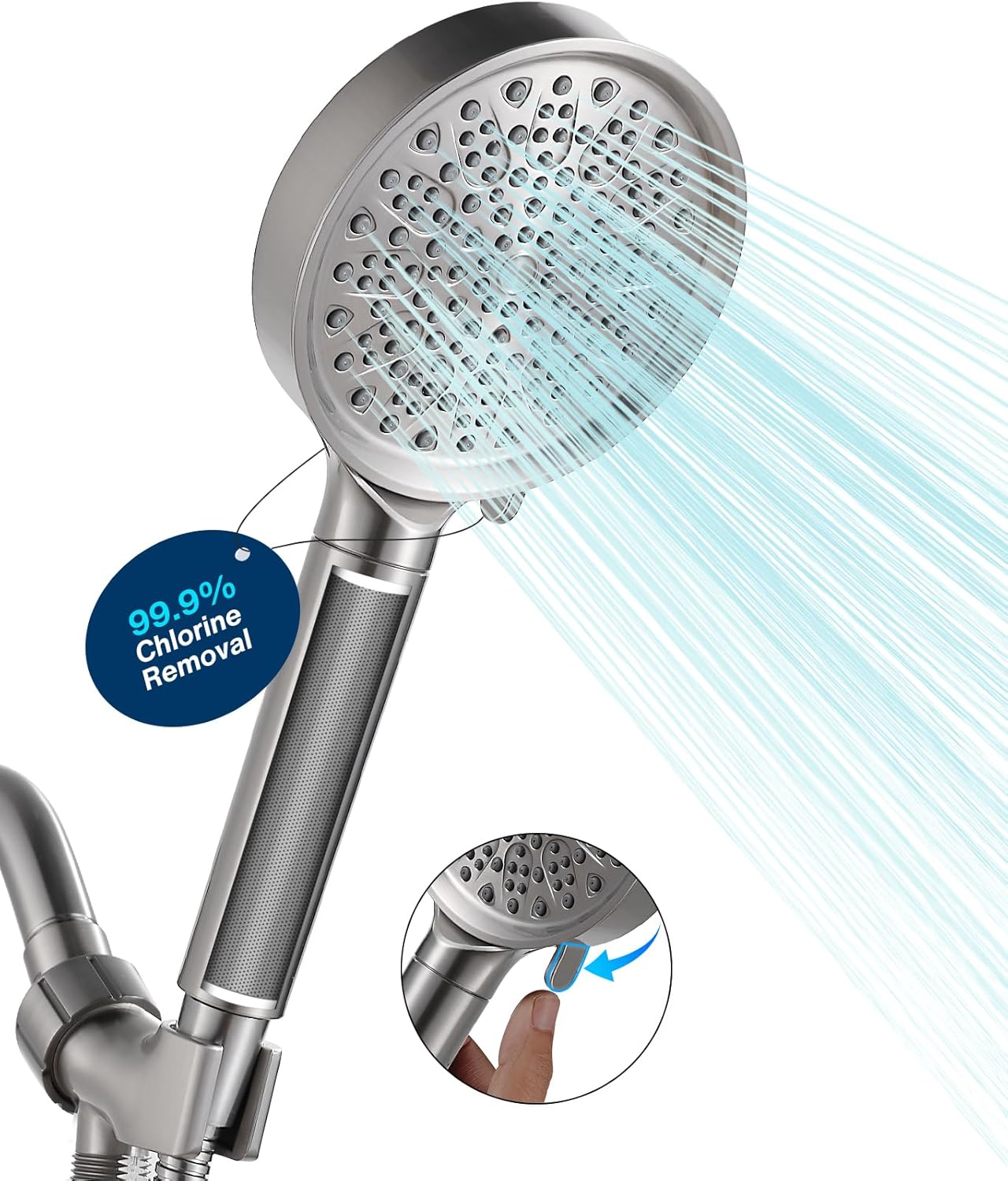 Cobbe Filtered Shower Head with Handheld, High Pressure 6 Spray Mode Showerhead with Filters, Water Softener Filters Beads for Hard Water - Remove Chlorine - Reduces Dry Itchy Skin, Matte Black