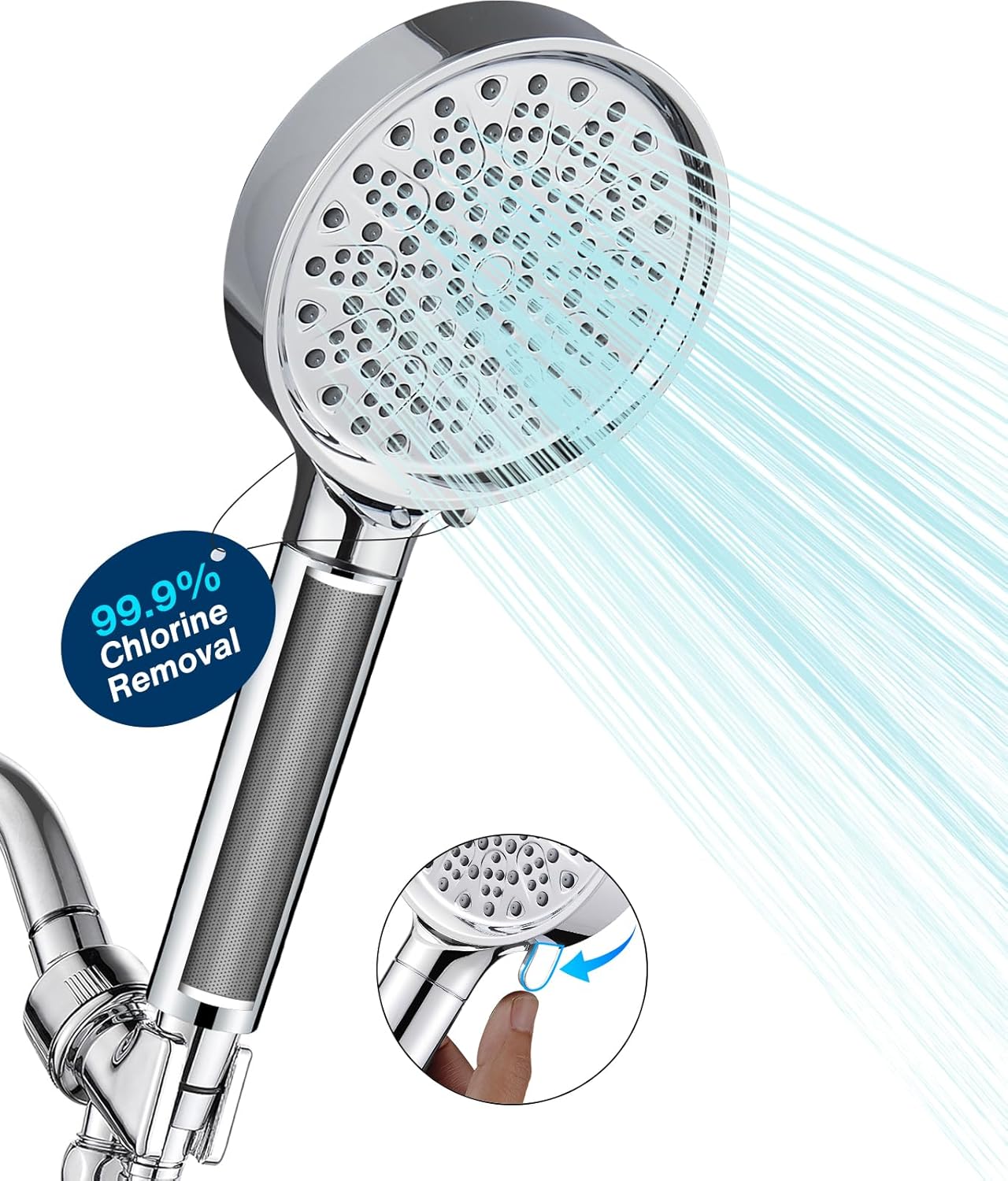 Cobbe Filtered Shower Head with Handheld, High Pressure 6 Spray Mode Showerhead with Filters, Water Softener Filters Beads for Hard Water - Remove Chlorine - Reduces Dry Itchy Skin, Matte Black