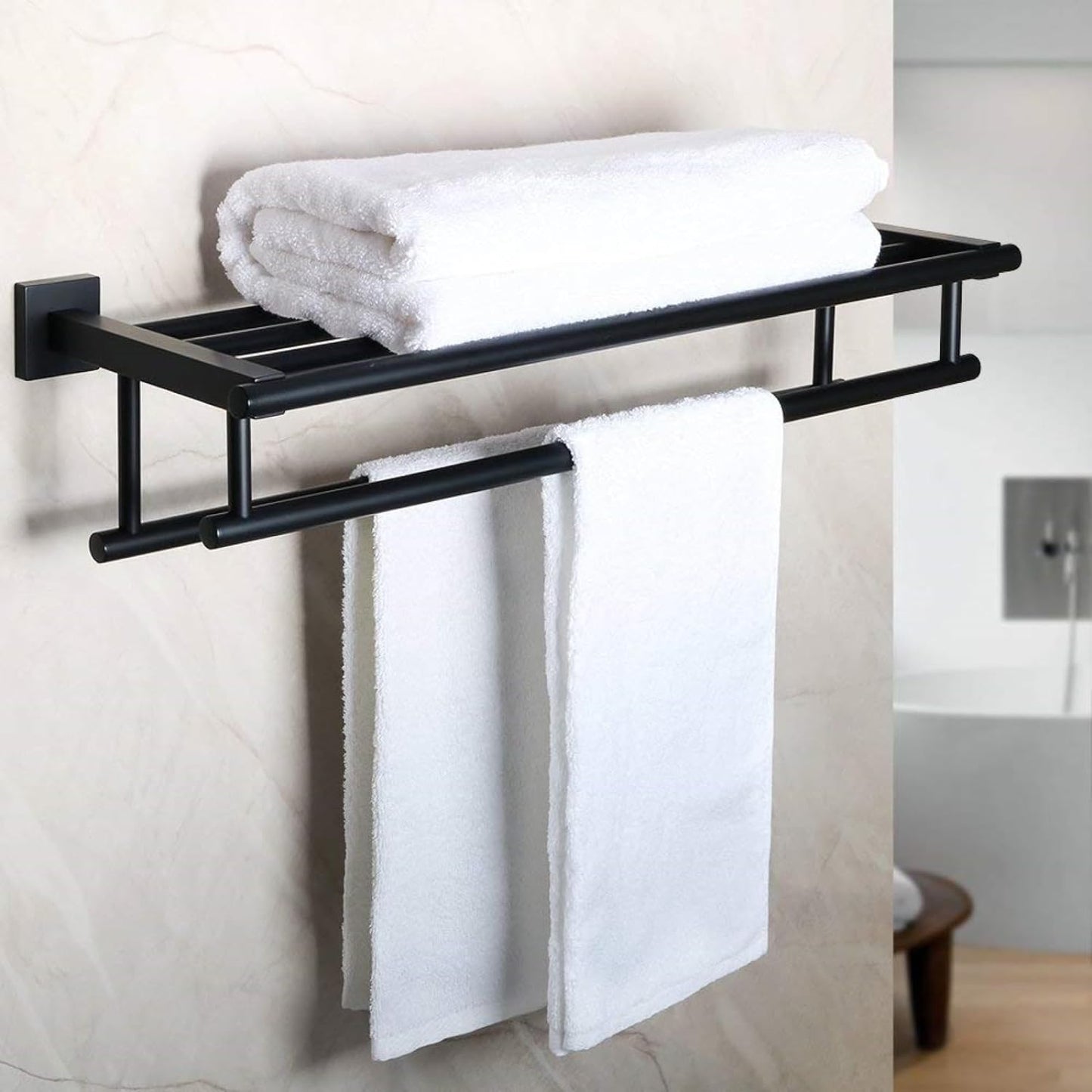 Alise Double Towel Rack for Bathroom,24 Inch Bathroom Tower Holder Towel Shelf with Double Towel Bars Wall Mount,SUS304 Stainless Steel Towel Hanger Double Tower Bar for Bathroom Wall,Brushed Nickel