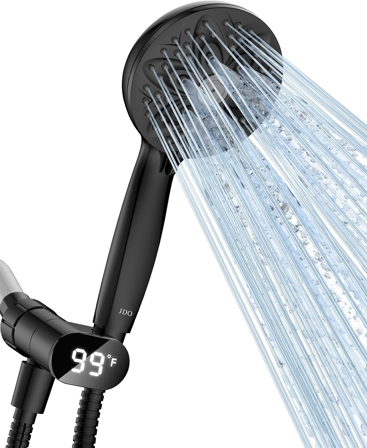 6-Setting Shower Head with Handheld, JDO High Pressure Hand held Shower Head, 4.7 Inch Chrome Detachable Showerhead Set with 59 Inch Stainless Steel Hose and Adjustable Showerhead Holder