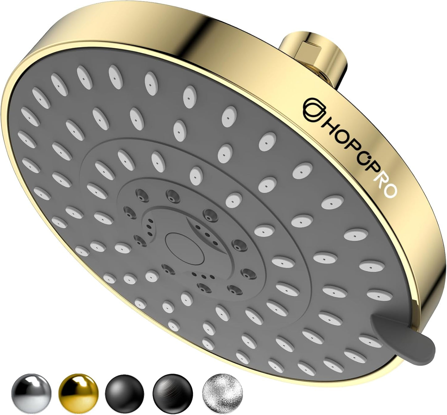 HOPOPRO 5-Mode High Pressure Shower Head - The Washington Post, NBC News, Today TV Show Recommended - High Flow Fixed Showerheads (6 Inch Chrome)