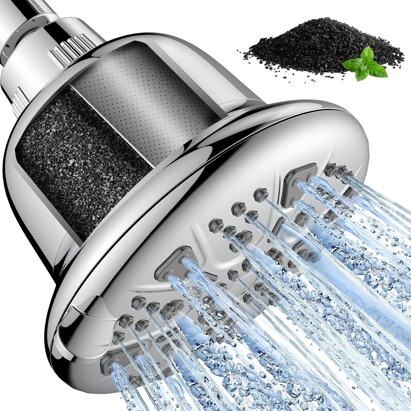 Filtered Shower Head - High Pressure Shower Head with Filter for Hard Water Softener - 7 Settings Bathroom Rain Showerhead to Remove Chlorine and Heavy Metals (Chrome)