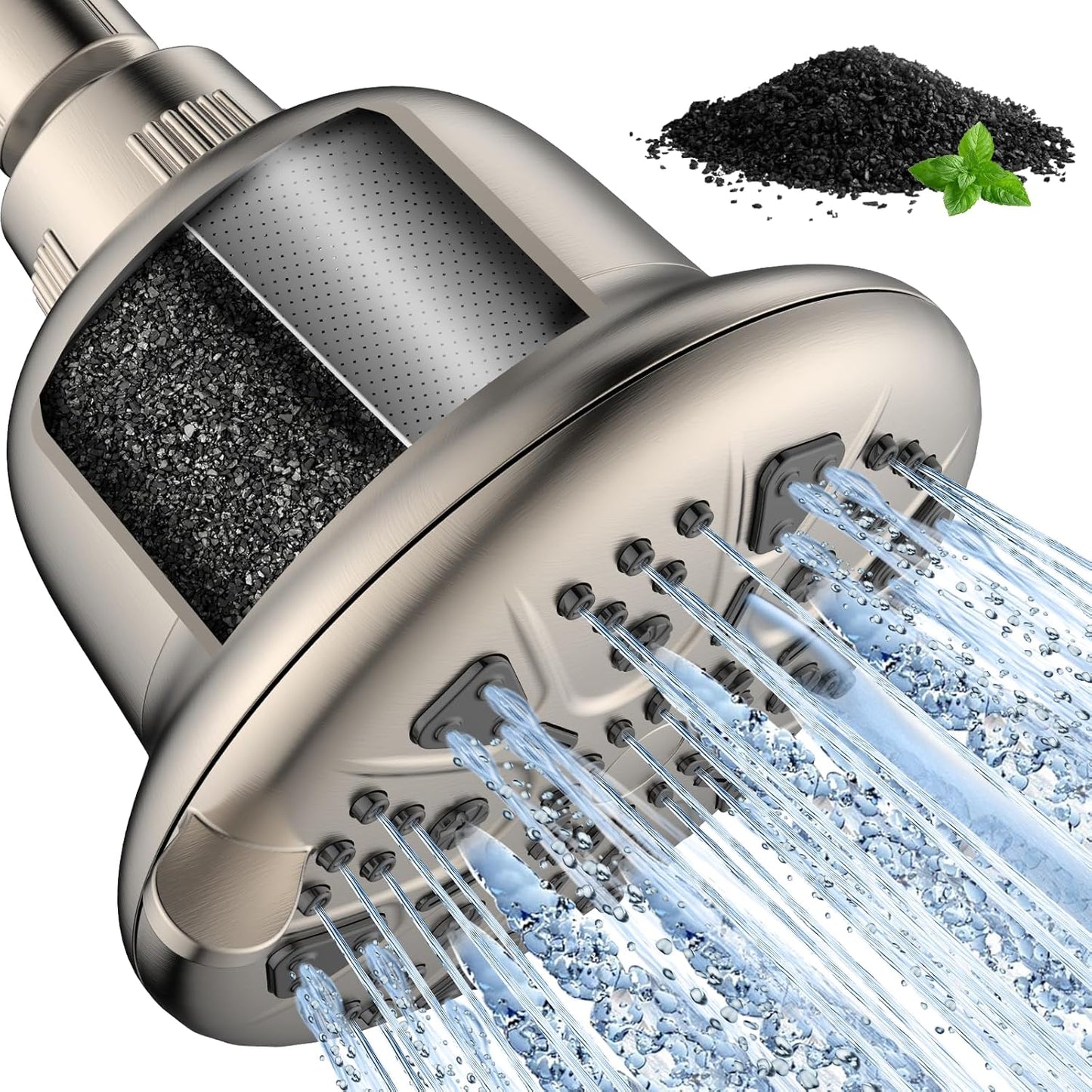 Filtered Shower Head - High Pressure Shower Head with Filter for Hard Water Softener - 7 Settings Bathroom Rain Showerhead to Remove Chlorine and Heavy Metals (Chrome)