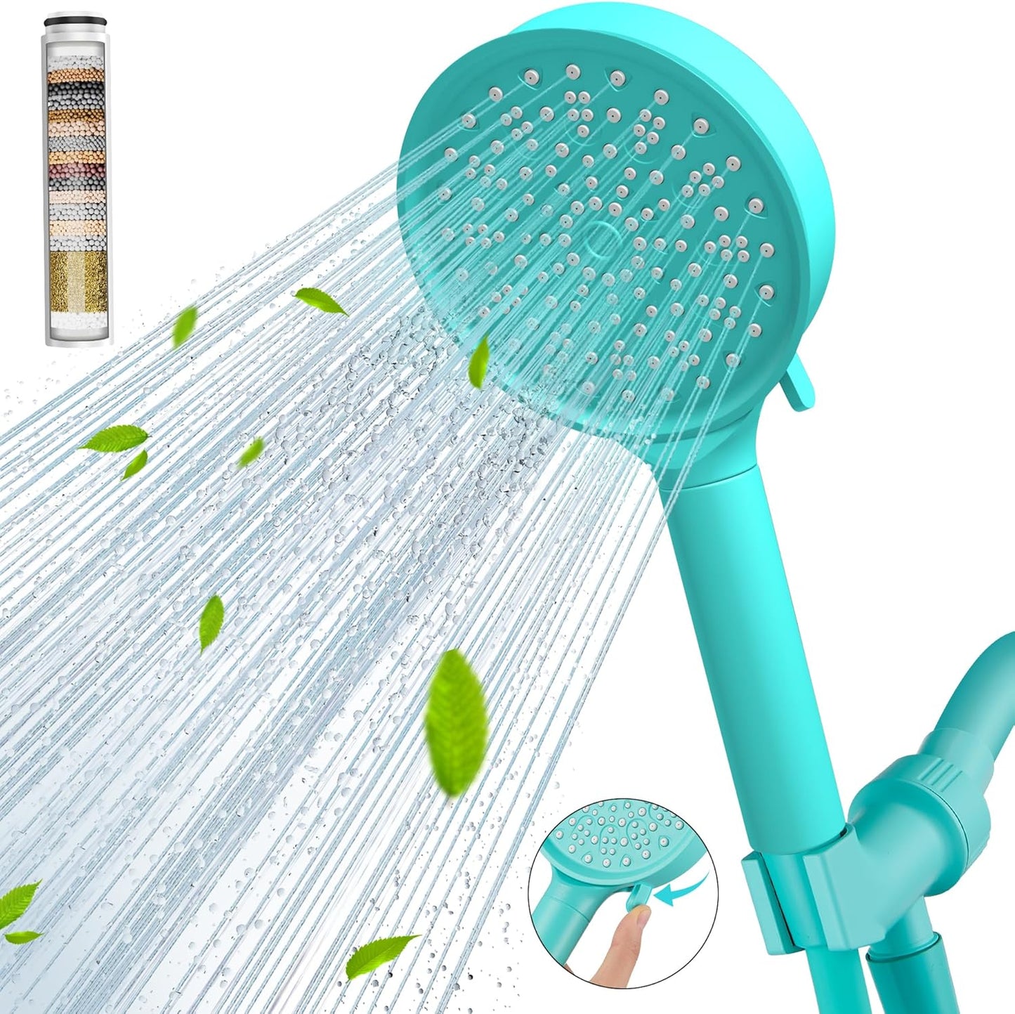 Cobbe Filtered Shower Head with Handheld, High Pressure 6 Spray Mode Showerhead with Filters, Water Softener Filters Beads for Hard Water - Remove Chlorine - Reduces Dry Itchy Skin, Matte Black