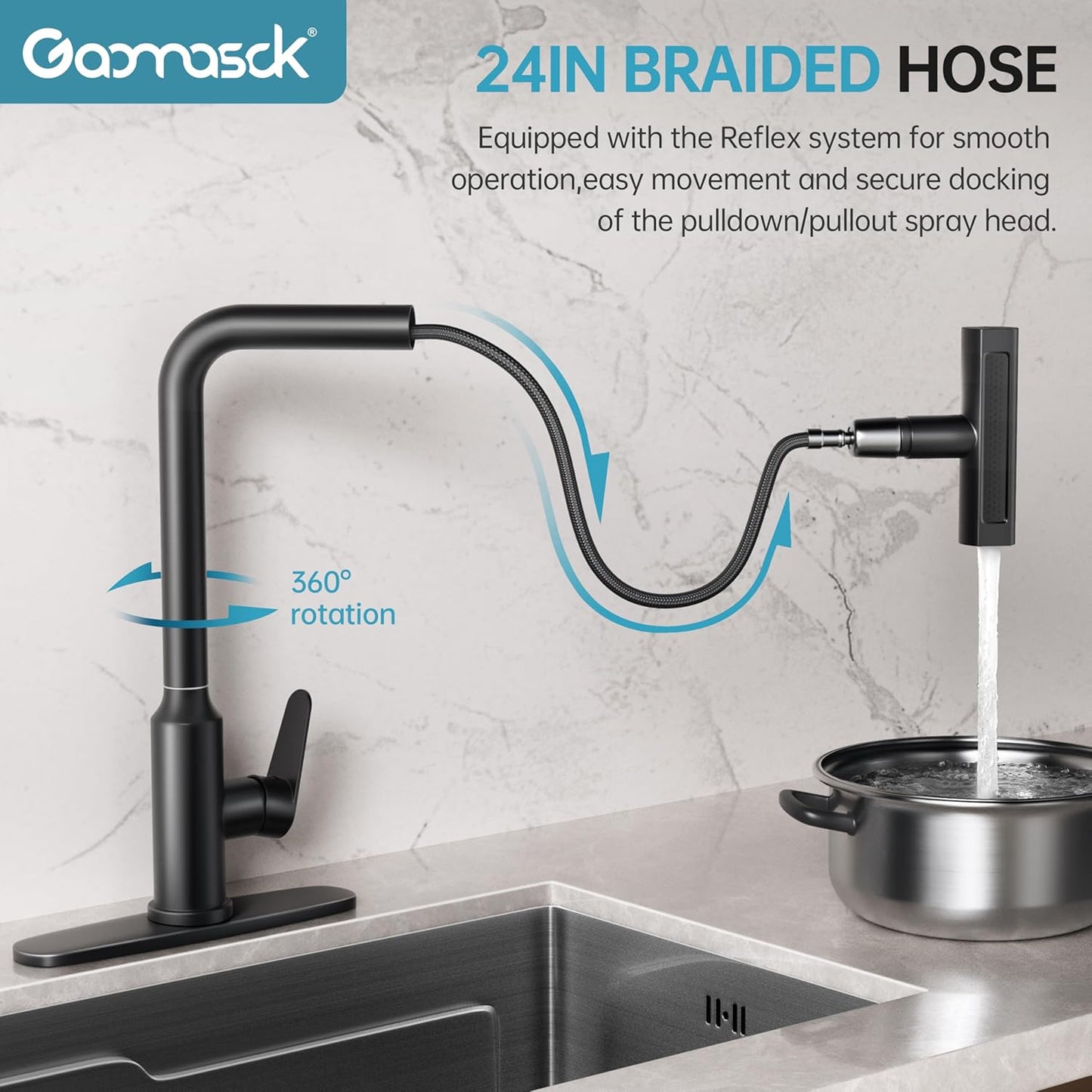 Kitchen Faucet 2025 New Model, Single Handle Touch Control with Pull-Down Sprayer, Gaomasck Brushed Nickel High Arc Lead-Free Faucet for Modern Home