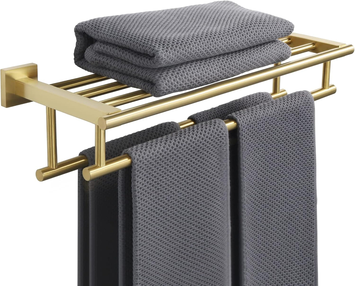 Alise Double Towel Rack for Bathroom,24 Inch Bathroom Tower Holder Towel Shelf with Double Towel Bars Wall Mount,SUS304 Stainless Steel Towel Hanger Double Tower Bar for Bathroom Wall,Brushed Nickel