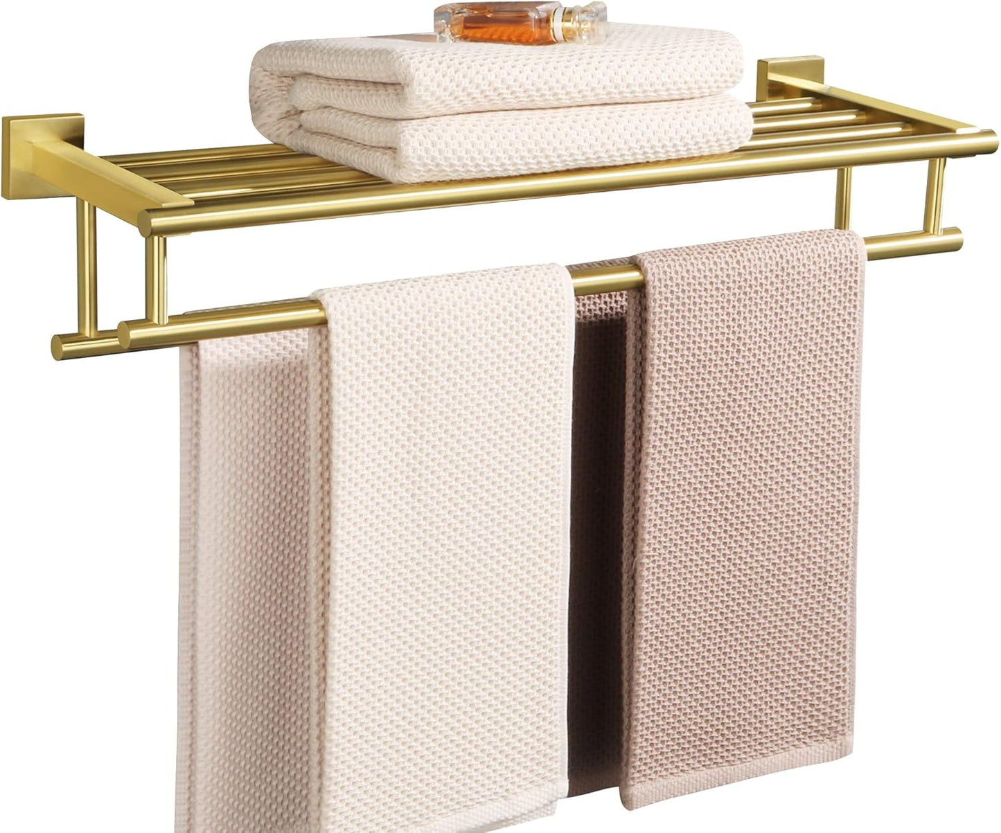 Alise Double Towel Rack for Bathroom,24 Inch Bathroom Tower Holder Towel Shelf with Double Towel Bars Wall Mount,SUS304 Stainless Steel Towel Hanger Double Tower Bar for Bathroom Wall,Brushed Nickel