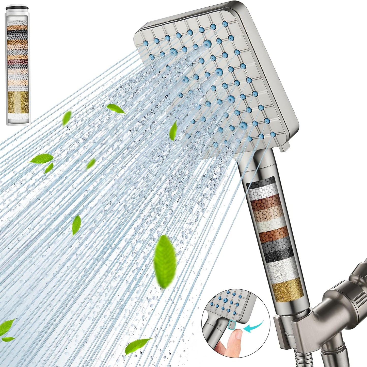 Cobbe Filtered Shower Head with Handheld, High Pressure 6 Spray Mode Showerhead with Filters, Water Softener Filters Beads for Hard Water - Remove Chlorine - Reduces Dry Itchy Skin, Matte Black