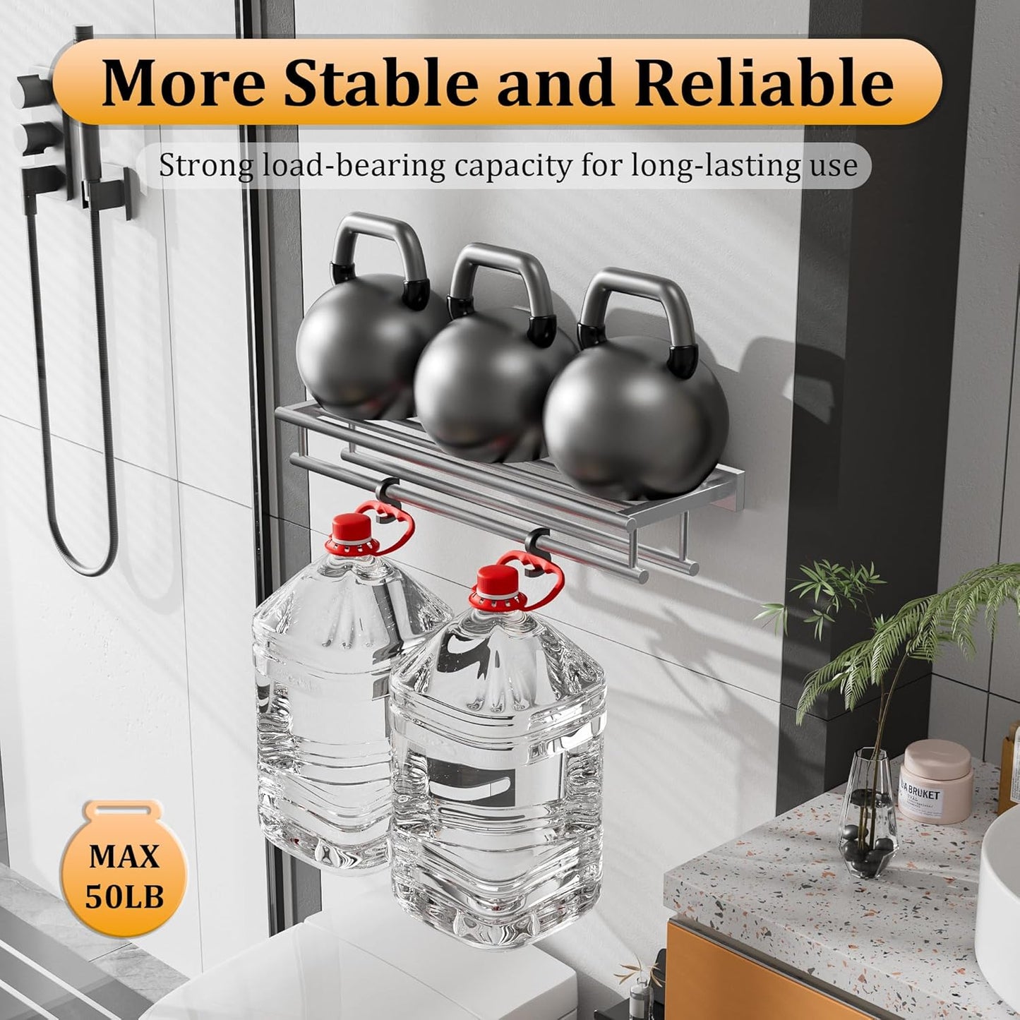 Alise Double Towel Rack for Bathroom,24 Inch Bathroom Tower Holder Towel Shelf with Double Towel Bars Wall Mount,SUS304 Stainless Steel Towel Hanger Double Tower Bar for Bathroom Wall,Brushed Nickel