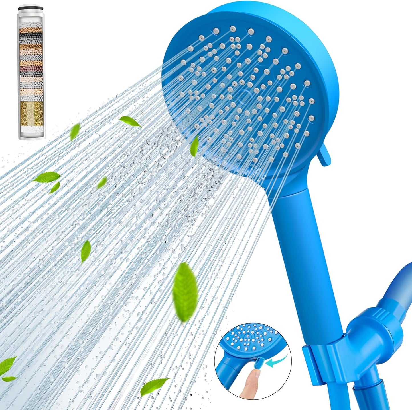 Cobbe Filtered Shower Head with Handheld, High Pressure 6 Spray Mode Showerhead with Filters, Water Softener Filters Beads for Hard Water - Remove Chlorine - Reduces Dry Itchy Skin, Matte Black