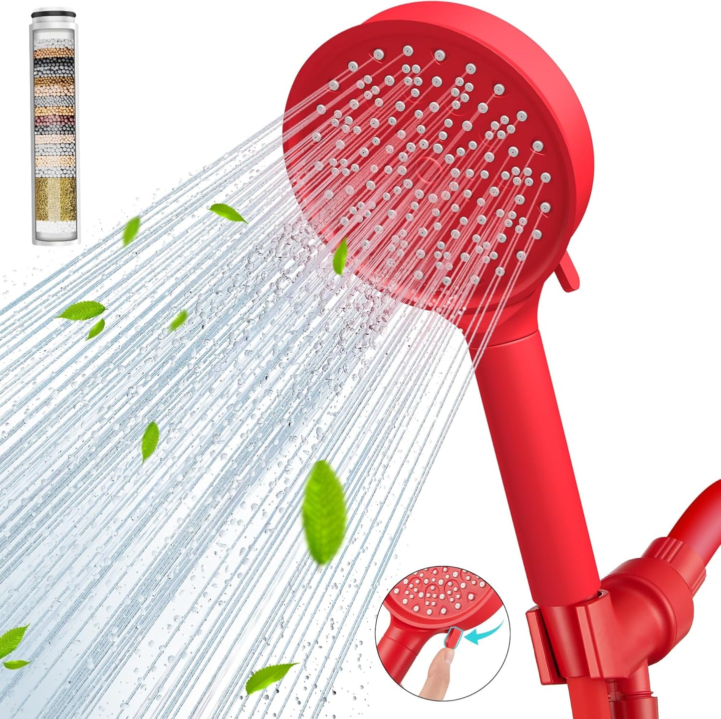Cobbe Filtered Shower Head with Handheld, High Pressure 6 Spray Mode Showerhead with Filters, Water Softener Filters Beads for Hard Water - Remove Chlorine - Reduces Dry Itchy Skin, Matte Black
